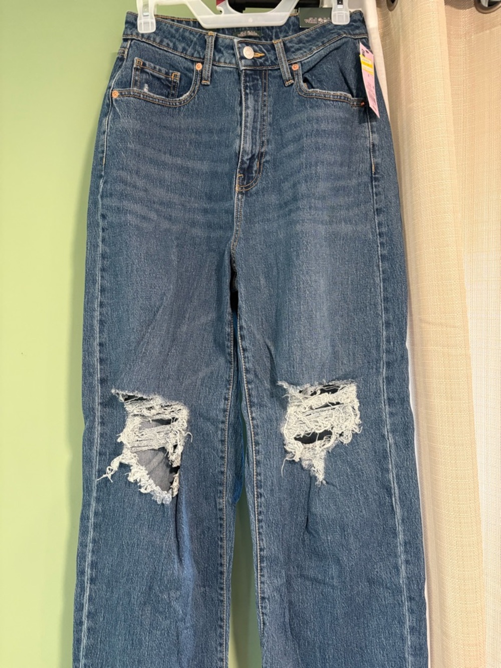 Target Women's Mid-Rise Blue Straight-Leg Distressed Jeans